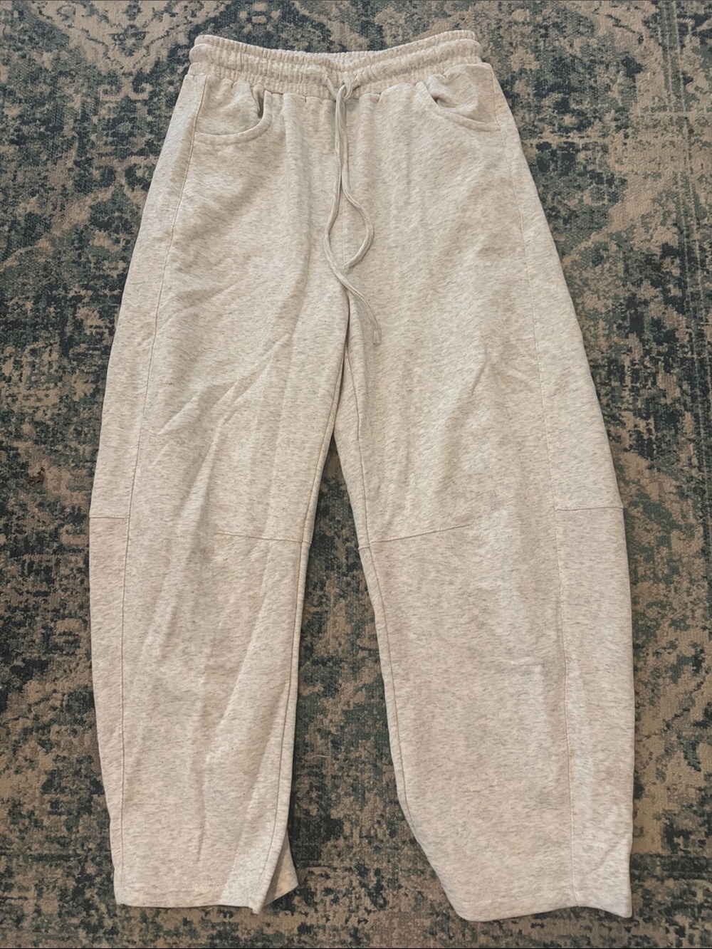 Everyday Cozy Light Gray Drawstring Joggers Barrel Leg for Women